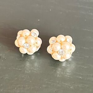 Faux Pearl & Crystal Post Earrings